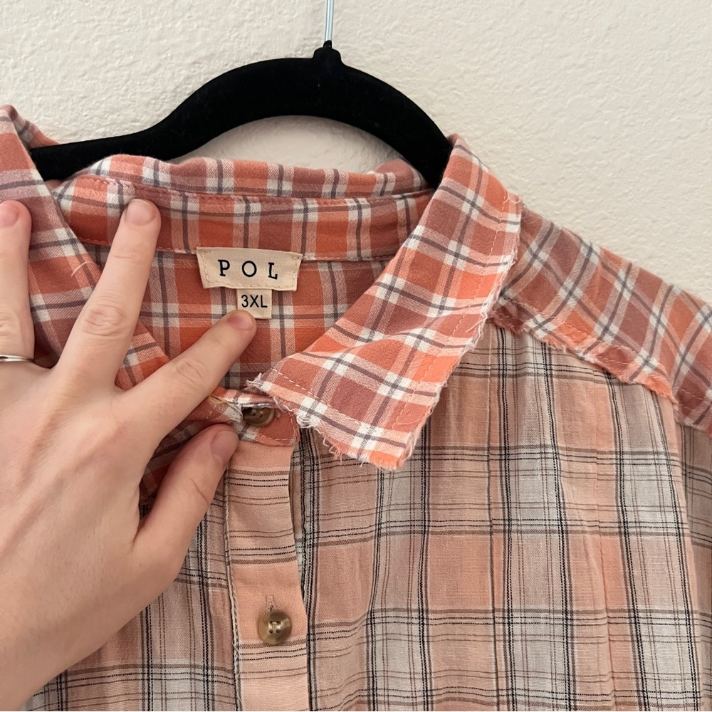 Pol Plus Size 3xl Plaid Patchwork Button Front Tu… - image 4